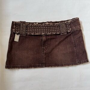 Thomas Wylde Brown Studded Micro Mini Skirt